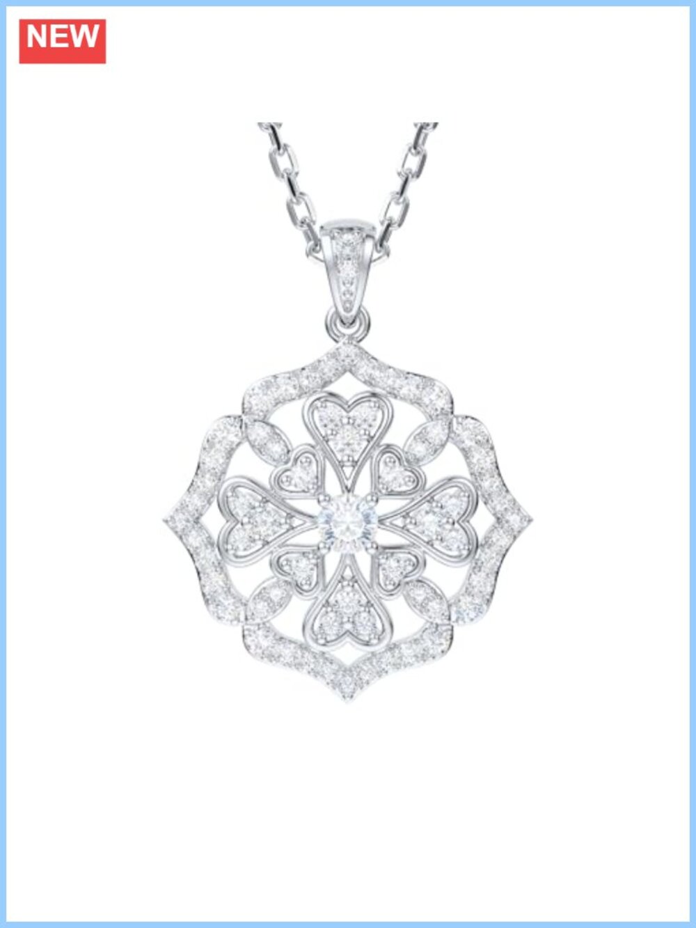 Moissanite Sterling Silver Clover Cross Pendant Necklace Adjustable 18-20 Inch